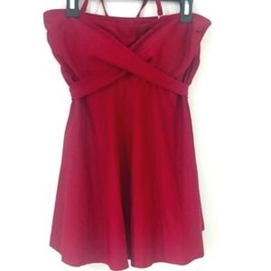 BURGUNDY HALTER TIE TWIST FRONT TANKINI SWIMSUIT TOP SIZE SMALL NWT